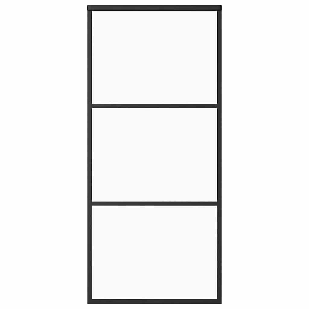 vidaXL Sliding Door ESG Glass and Aluminium 90x205 cm Black