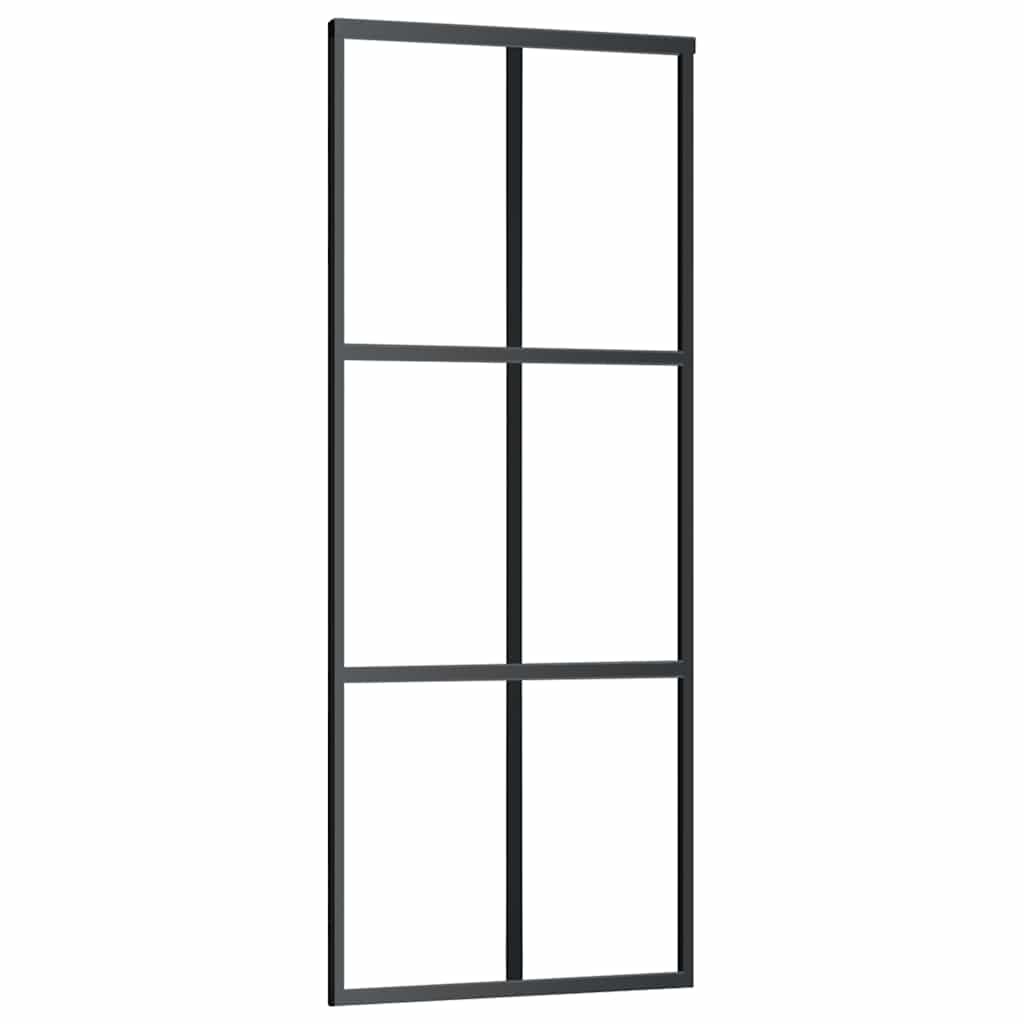 vidaXL Sliding Door ESG Glass and Aluminium 76x205 cm Black