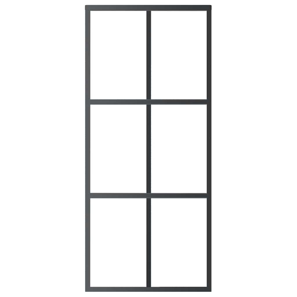 vidaXL Sliding Door ESG Glass and Aluminium 90x205 cm Black