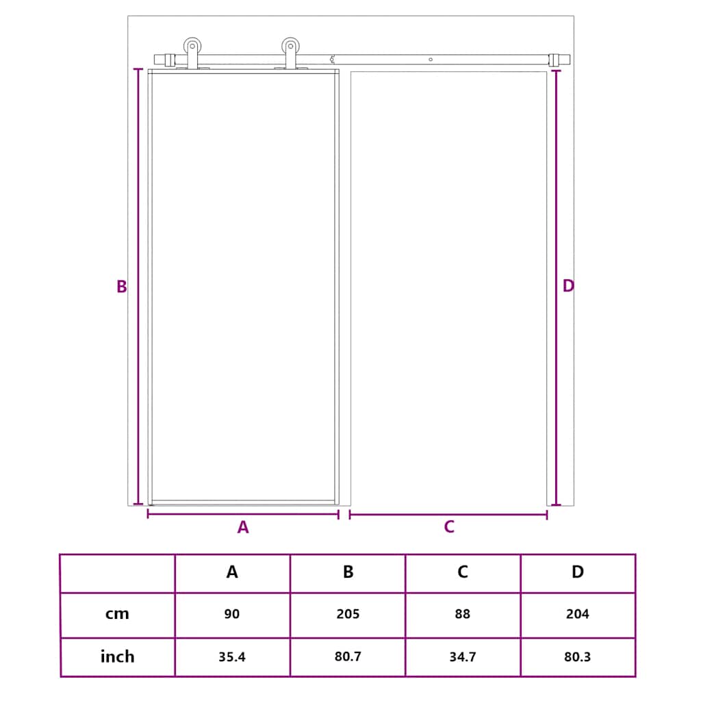 vidaXL Sliding Door ESG Glass and Aluminium 90x205 cm Black