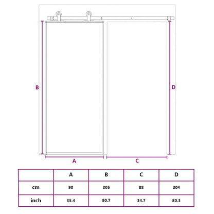 vidaXL Sliding Door ESG Glass and Aluminium 90x205 cm Black