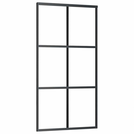 151013 vidaXL Sliding Door ESG Glass and Aluminium 102x205 cm Black