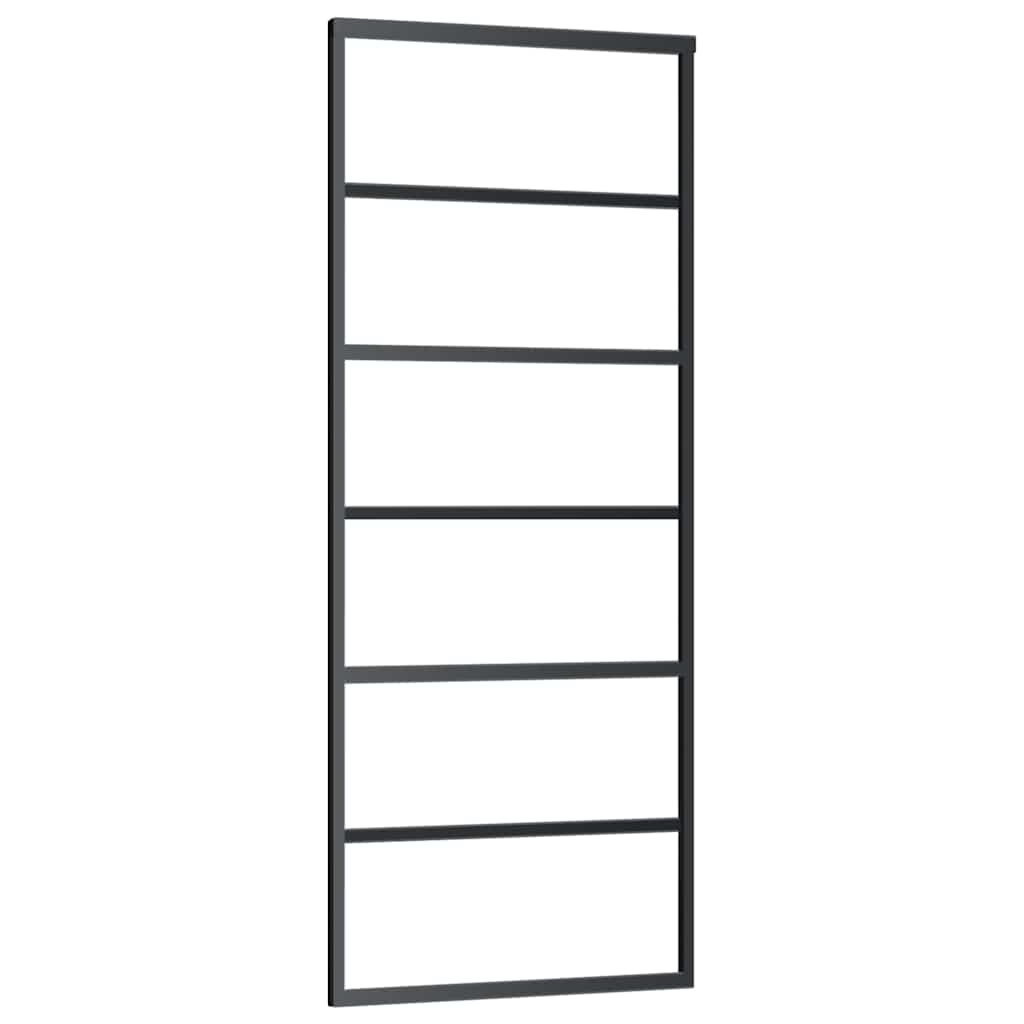 vidaXL Sliding Door ESG Glass and Aluminium 76x205 cm Black