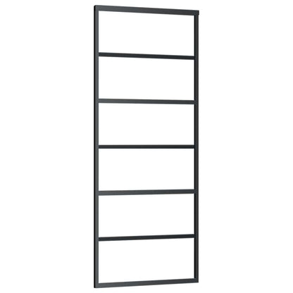 vidaXL Sliding Door ESG Glass and Aluminium 76x205 cm Black