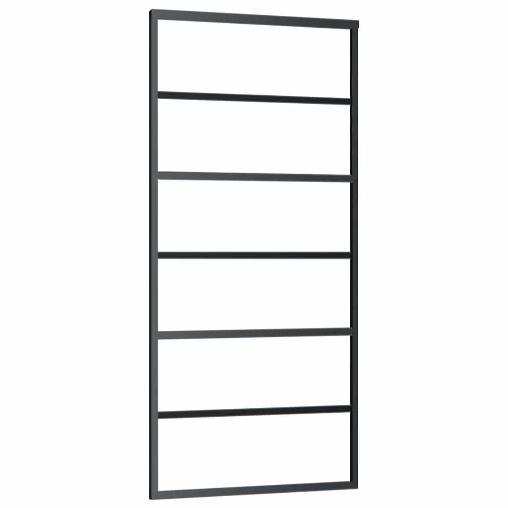 vidaXL Sliding Door ESG Glass and Aluminium 90x205 cm Black