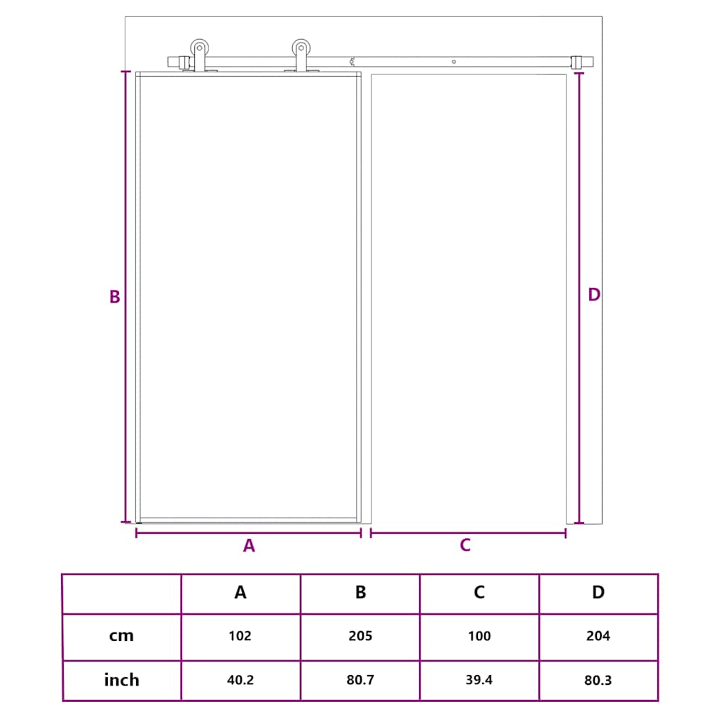 vidaXL Sliding Door ESG Glass and Aluminium 102x205 cm Black