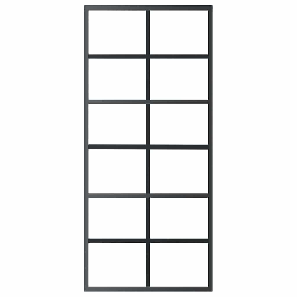 vidaXL Sliding Door ESG Glass and Aluminium 90x205 cm Black