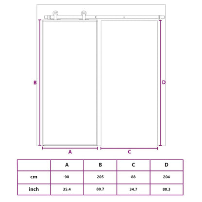 vidaXL Sliding Door ESG Glass and Aluminium 90x205 cm Black