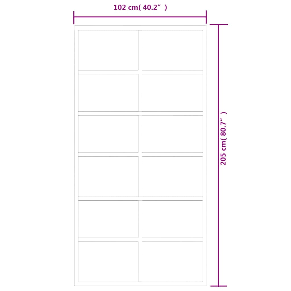 151019 vidaXL Sliding Door ESG Glass and Aluminium 102x205 cm Black