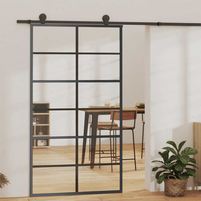 vidaXL Sliding Door ESG Glass and Aluminium 102x205 cm Black