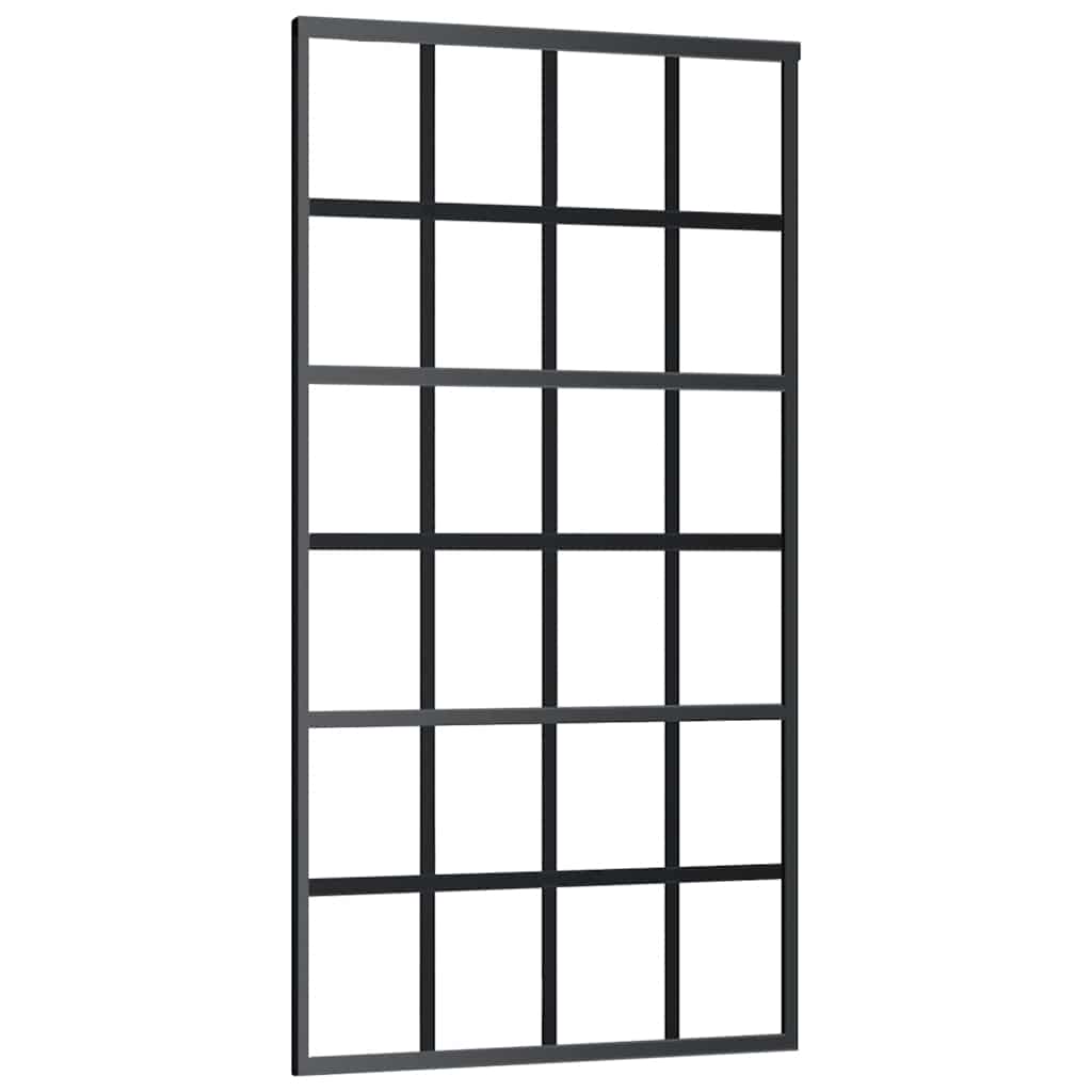 vidaXL Sliding Door ESG Glass and Aluminium 102x205 cm Black