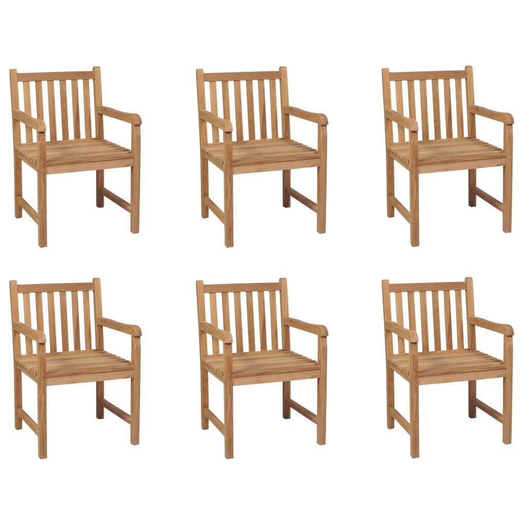 vidaXL Outdoor Chair Set of 6 | Brown | Solid Teak Wood | Standard | Durable