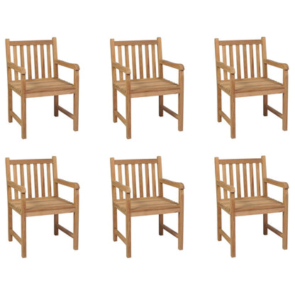 vidaXL Outdoor Chair Set of 6 | Brown | Solid Teak Wood | Standard | Durable