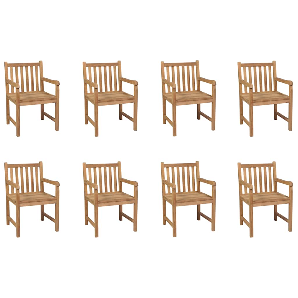 vidaXL Outdoor Chair | Set of 8 | Brown | Solid teak wood | Medium | Durable