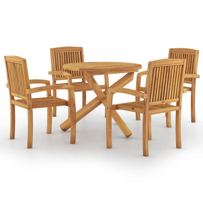 vidaXL 5 Piece Garden Dining Set Solid Wood Teak