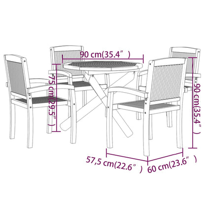vidaXL 5 Piece Garden Dining Set Solid Wood Teak