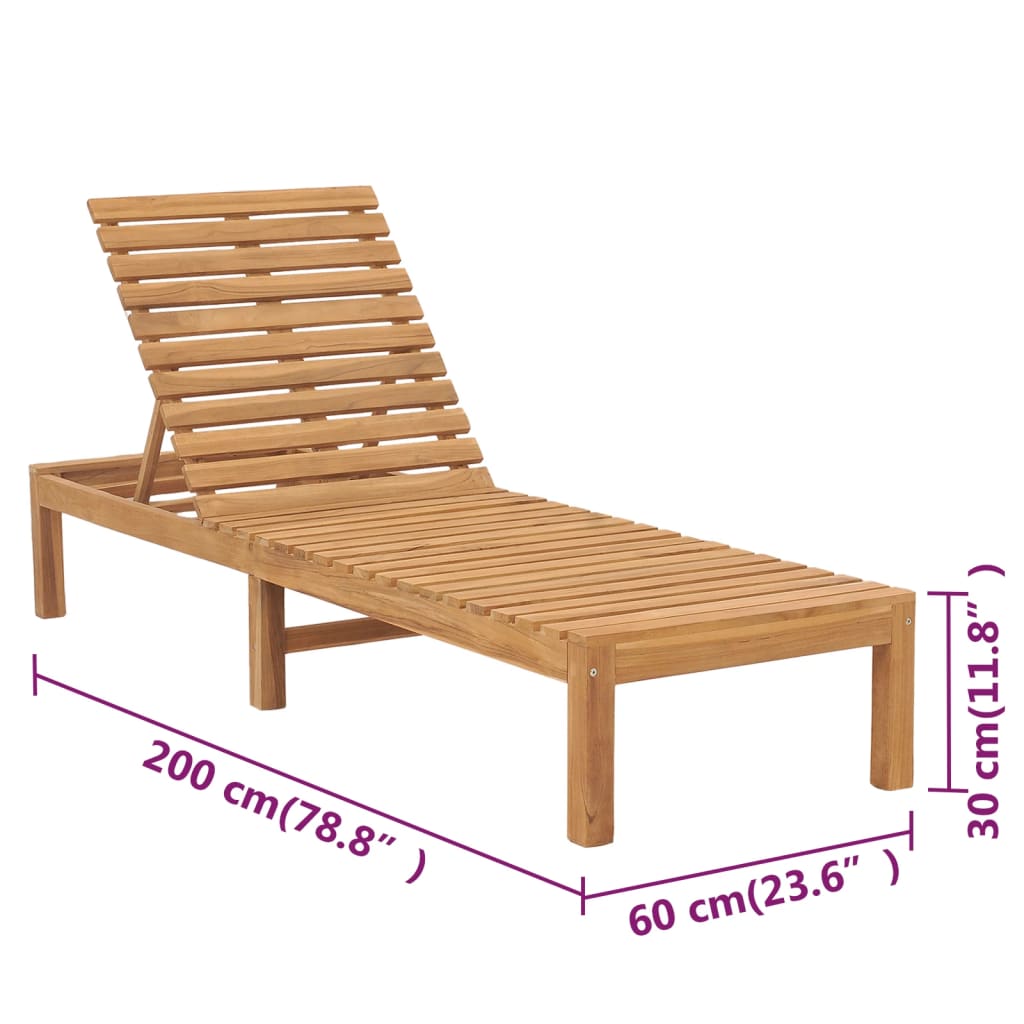 vidaXL Sun Lounger | Set of 2 | Teak | Solid Teak Wood | 200cm long