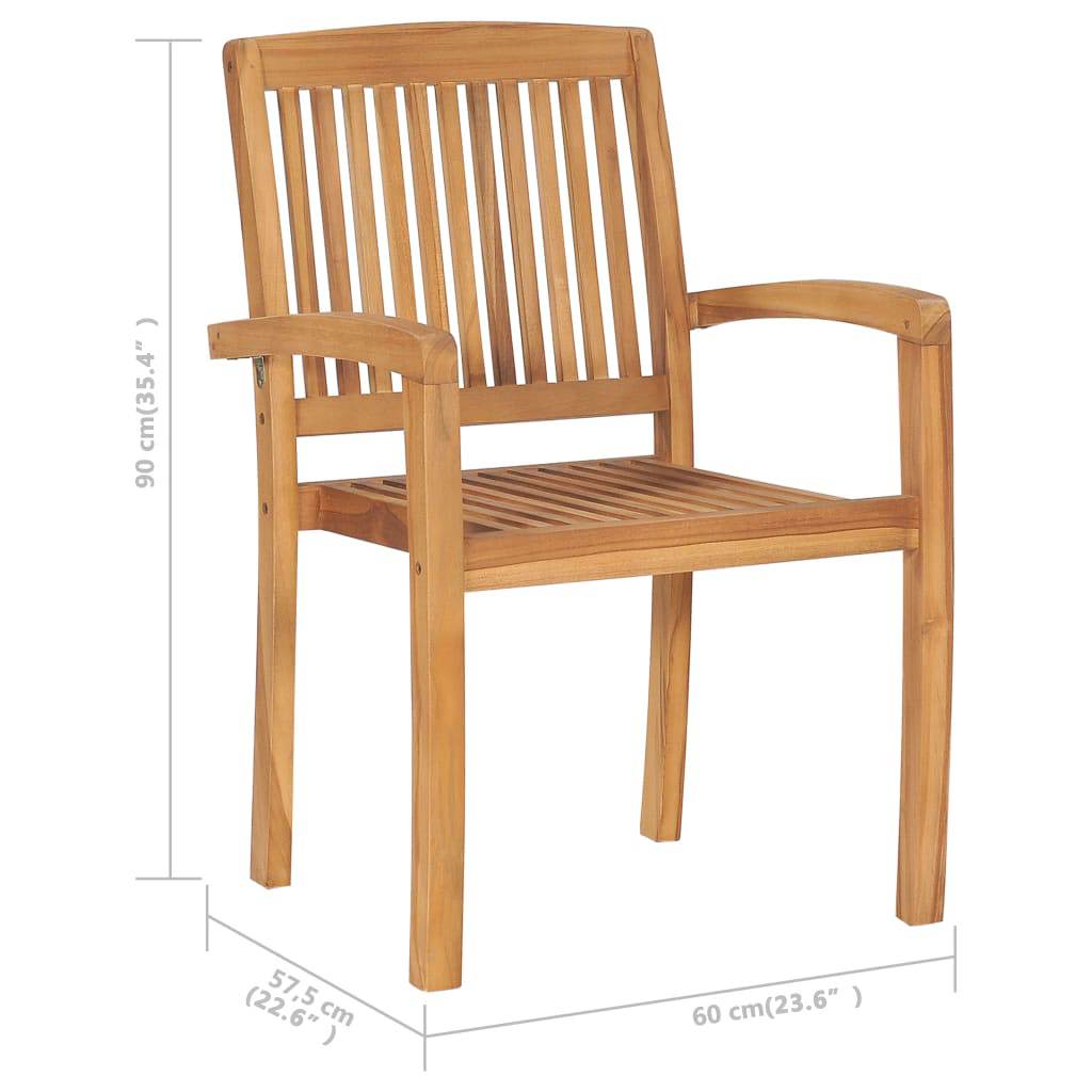 vidaXL Stacking Garden Chairs 4 pcs Solid Teak Wood