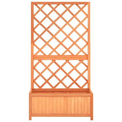 vidaXL Planter with Trellis Brown 70x30x135 cm Solid Wood Fir