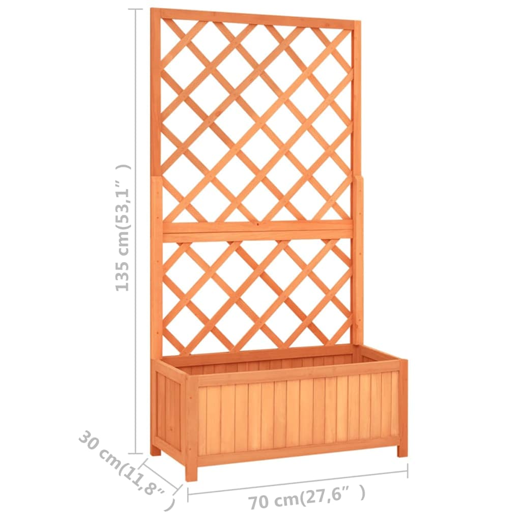 vidaXL Planter with Trellis Brown 70x30x135 cm Solid Wood Fir