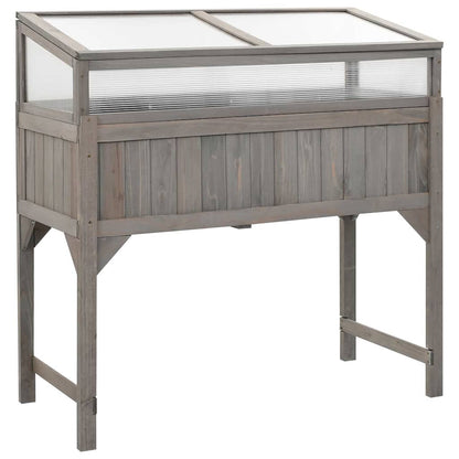 316472 vidaXL Raised Bed with Greenhouse 110x54x120 cm Solid Fir Wood