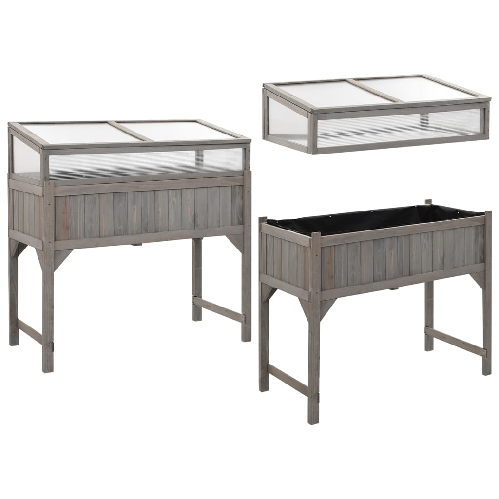 vidaXL Raised Bed | Grey | Solid fir wood | 110 x 54 x 120 cm | Raised Bed
