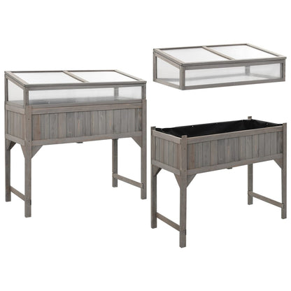 vidaXL Raised Bed | Grey | Solid fir wood | 110 x 54 x 120 cm | Raised Bed