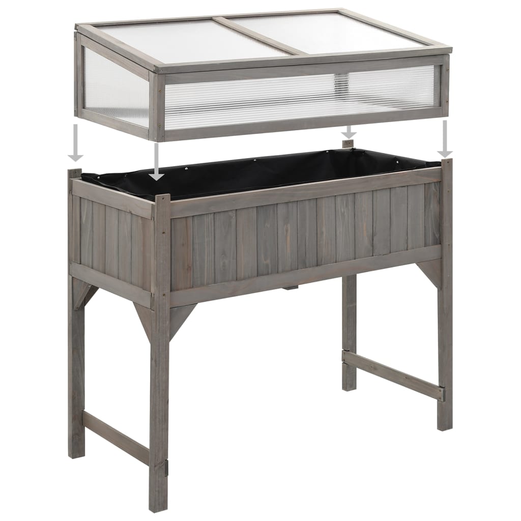 vidaXL Raised Bed | Grey | Solid fir wood | 110 x 54 x 120 cm | Raised Bed