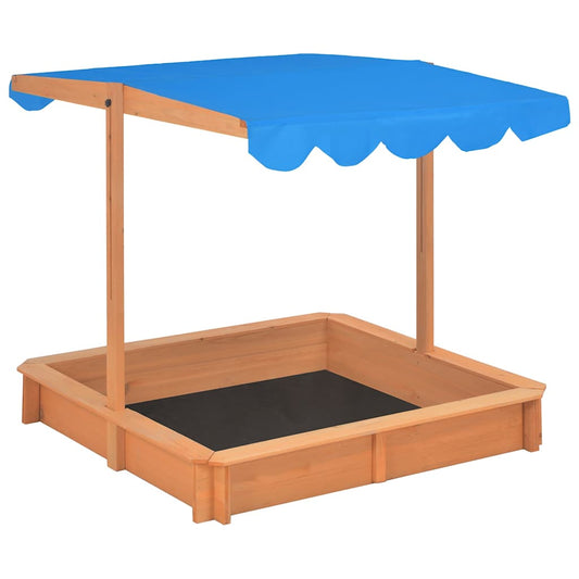 316473 vidaXL Sandbox with Adjustable Roof Firwood 115x115x115 cm