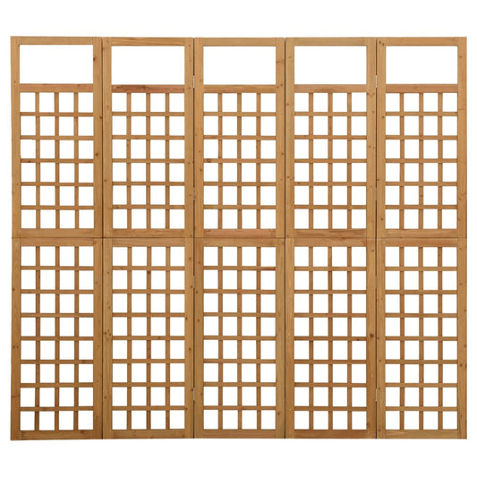 vidaXL 5-Panel Room Divider/Trellis Solid Fir Wood 201.5x180 cm