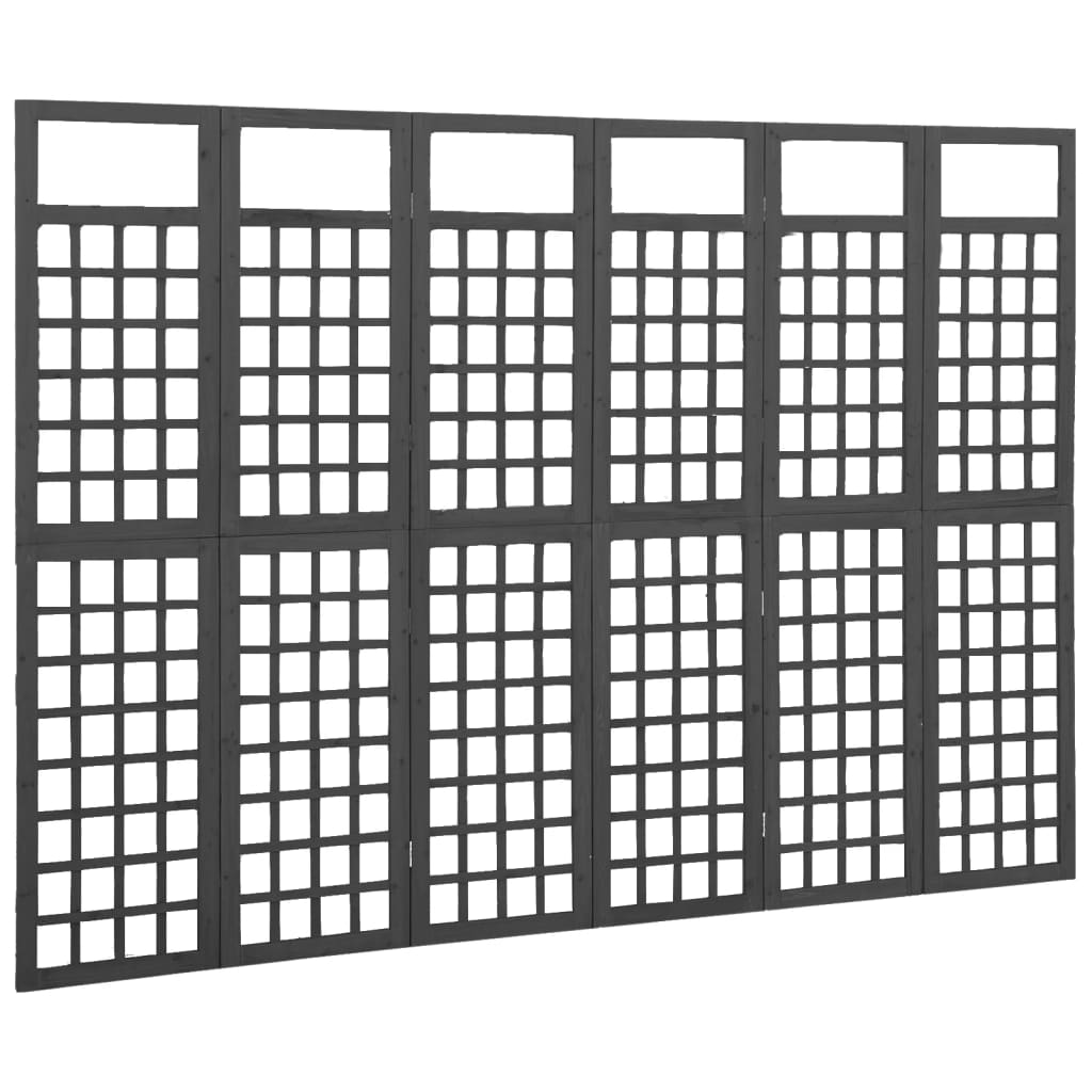 vidaXL 6-Panel Room Divider/Trellis Solid Fir Wood Black 242.5x180 cm