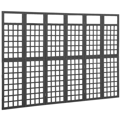 vidaXL 6-Panel Room Divider/Trellis Solid Fir Wood Black 242.5x180 cm