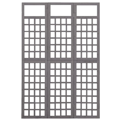 vidaXL 3-Panel Room Divider/Trellis Solid Fir Wood Grey 121x180 cm