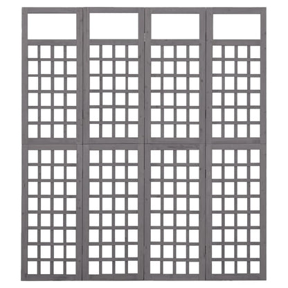 vidaXL 4-Panel Room Divider/Trellis Solid Fir Wood Grey 161x180 cm