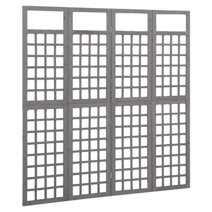 vidaXL 4-Panel Room Divider/Trellis Solid Fir Wood Grey 161x180 cm