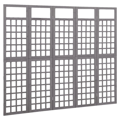 vidaXL 5-Panel Room Divider/Trellis Solid Fir Wood Grey 201.5x180 cm