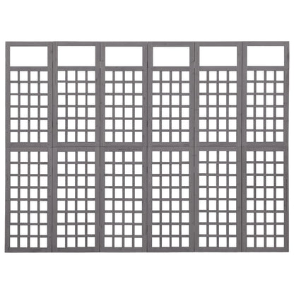 vidaXL 6-Panel Room Divider/Trellis Solid Fir Wood Grey 242.5x180 cm