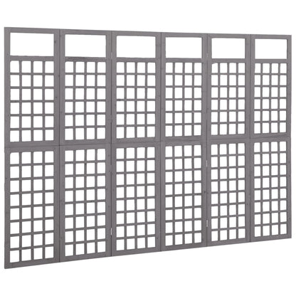 vidaXL 6-Panel Room Divider/Trellis Solid Fir Wood Grey 242.5x180 cm