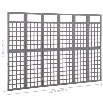 vidaXL 6-Panel Room Divider/Trellis Solid Fir Wood Grey 242.5x180 cm