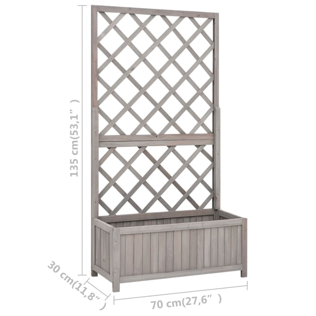 vidaXL Garden Trellis Planter Grey 70x30x135 cm Solid Firwood