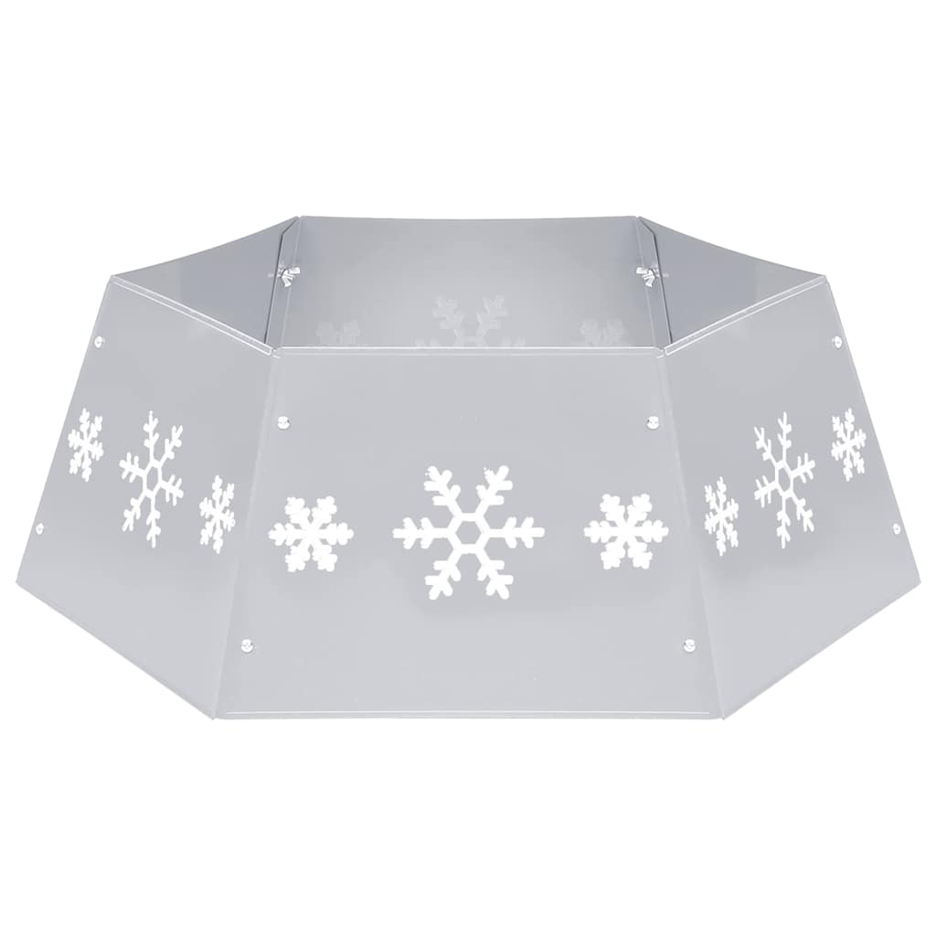 331305 vidaXL Christmas Tree Skirt Silver and White Ø68x25 cm