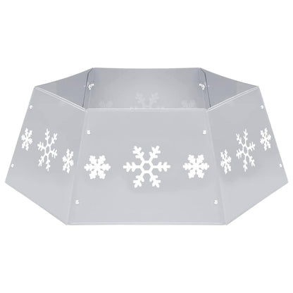 331305 vidaXL Christmas Tree Skirt Silver and White Ø68x25 cm