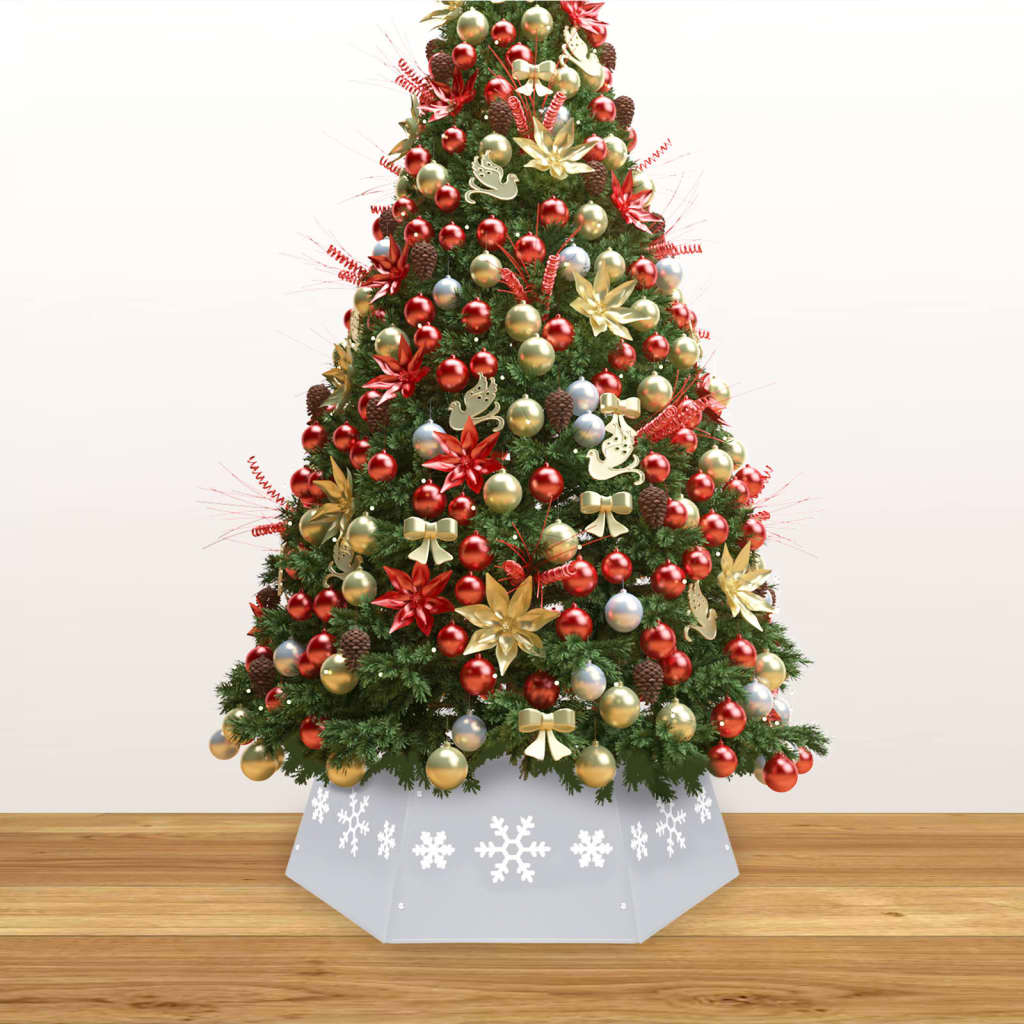 331305 vidaXL Christmas Tree Skirt Silver and White Ø68x25 cm