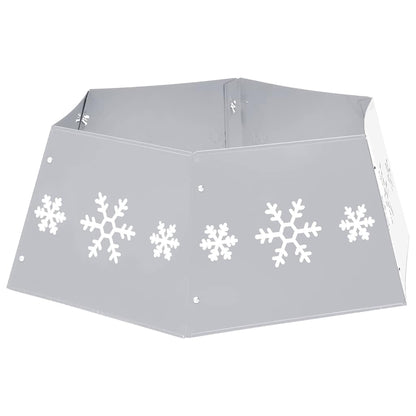 331305 vidaXL Christmas Tree Skirt Silver and White Ø68x25 cm