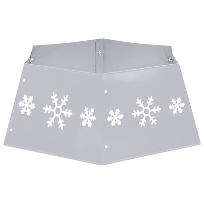331305 vidaXL Christmas Tree Skirt Silver and White Ø68x25 cm