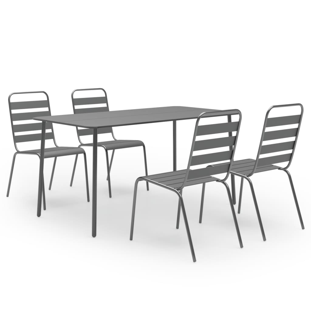 vidaXL 5 Piece Garden Dining Set Steel Dark Grey