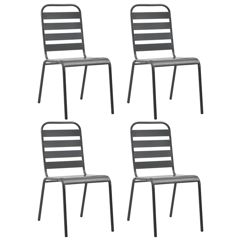vidaXL 5 Piece Garden Dining Set Steel Dark Grey