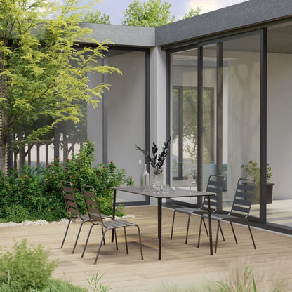 vidaXL 5 Piece Garden Dining Set Steel Dark Grey