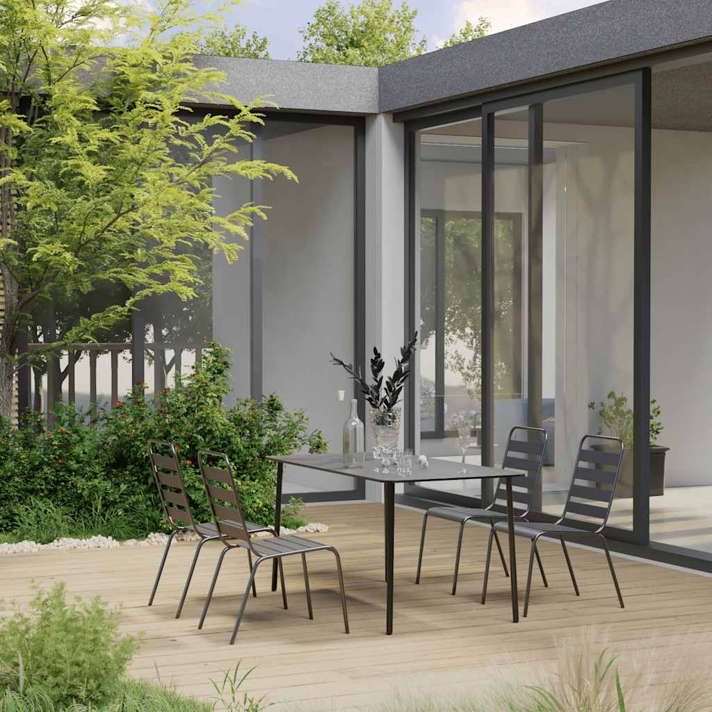 vidaXL 5 Piece Garden Dining Set Steel Dark Grey