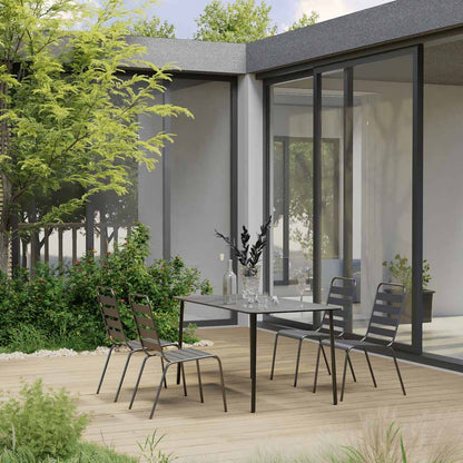 vidaXL 5 Piece Garden Dining Set Steel Dark Grey